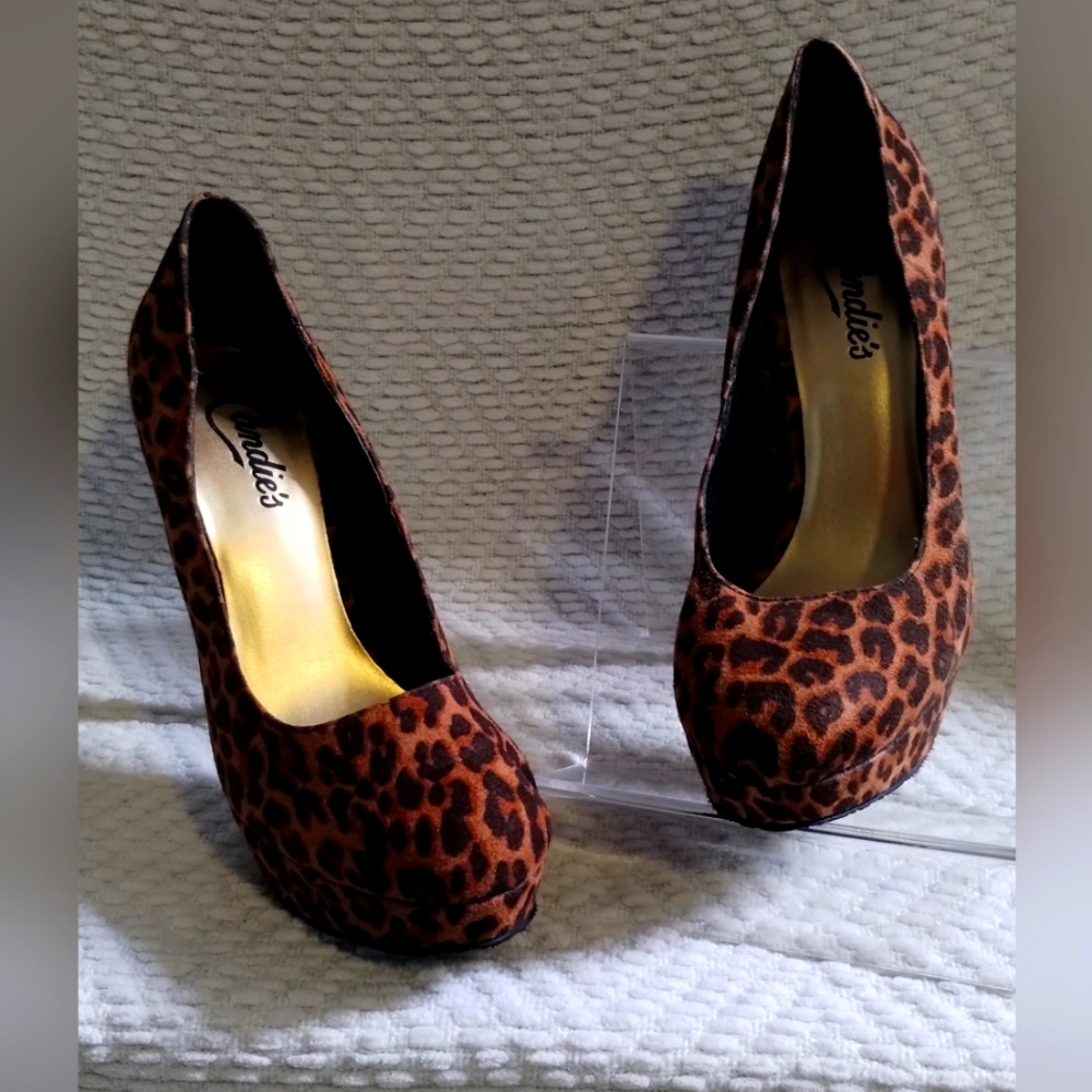 Candies animal print platform stilettos
